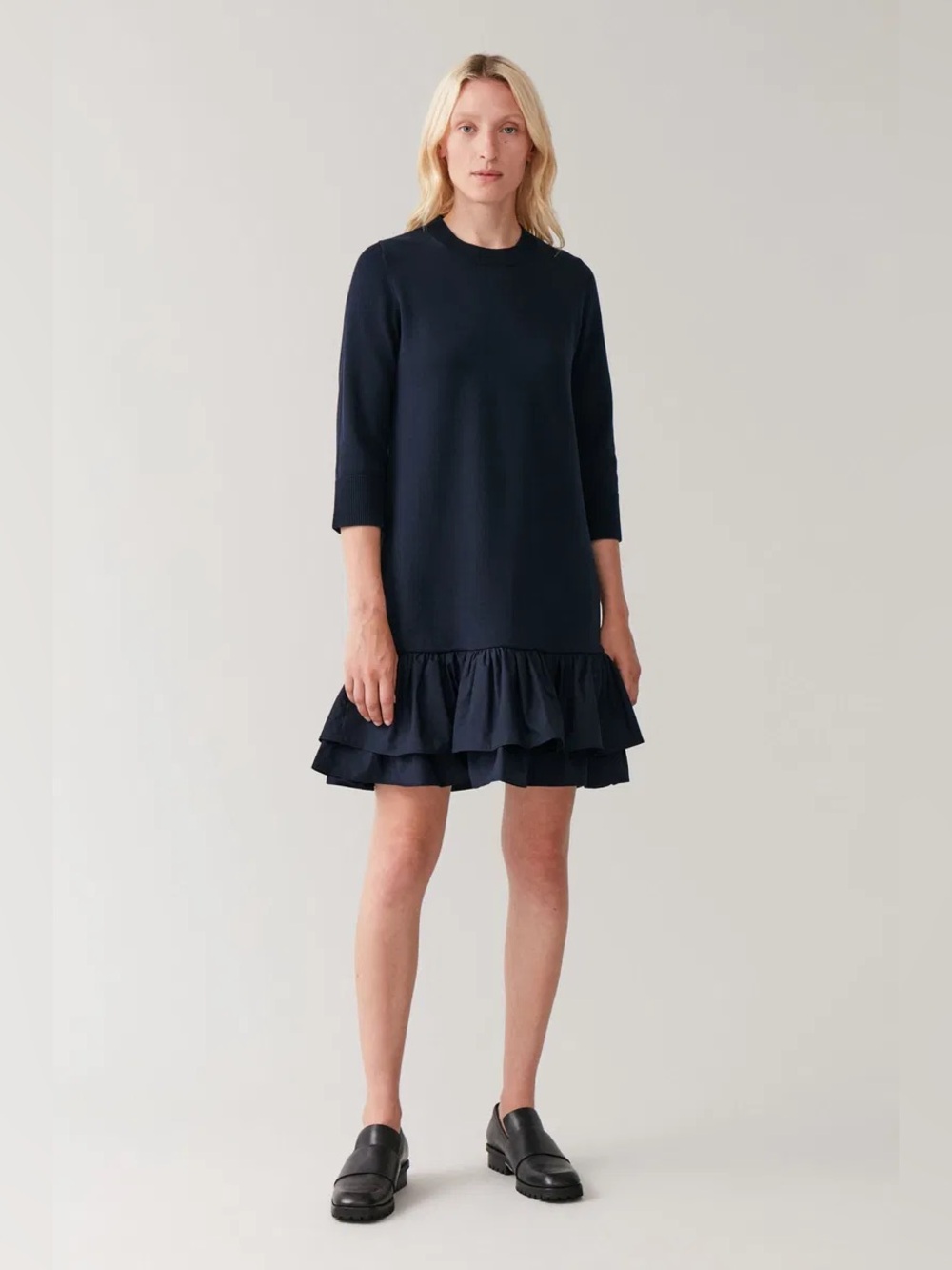 New COS Navy Blue Knit Dress Size Large